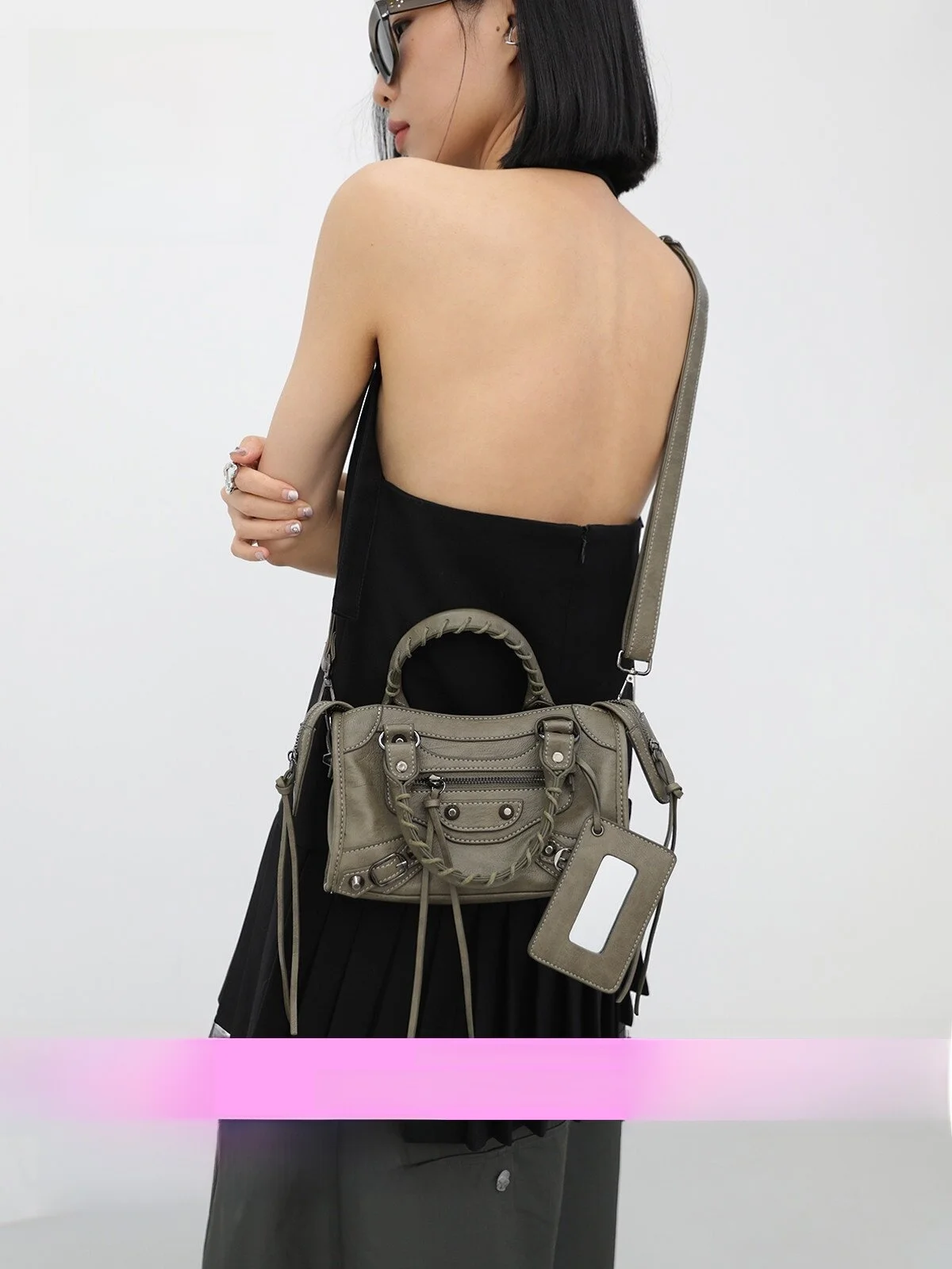 JANDRESS Limited Edition Dirty Green Paris Vintage Motorcycle Chic  Square Bag Women Single Shoulder Handbag Crossbody Bag
