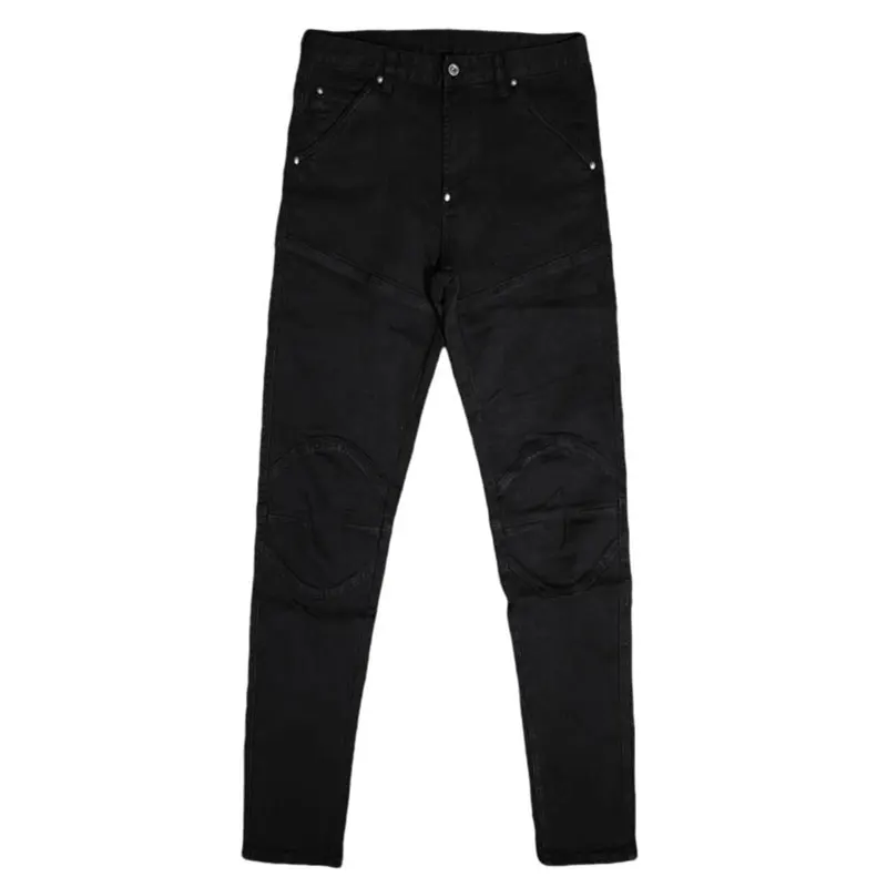 Street Fashion Designer Men Jeans High Quality Black Stretch Slim Fit Biker Jeans Men Patched Hip Hop Vintage Denim Cargo Pants