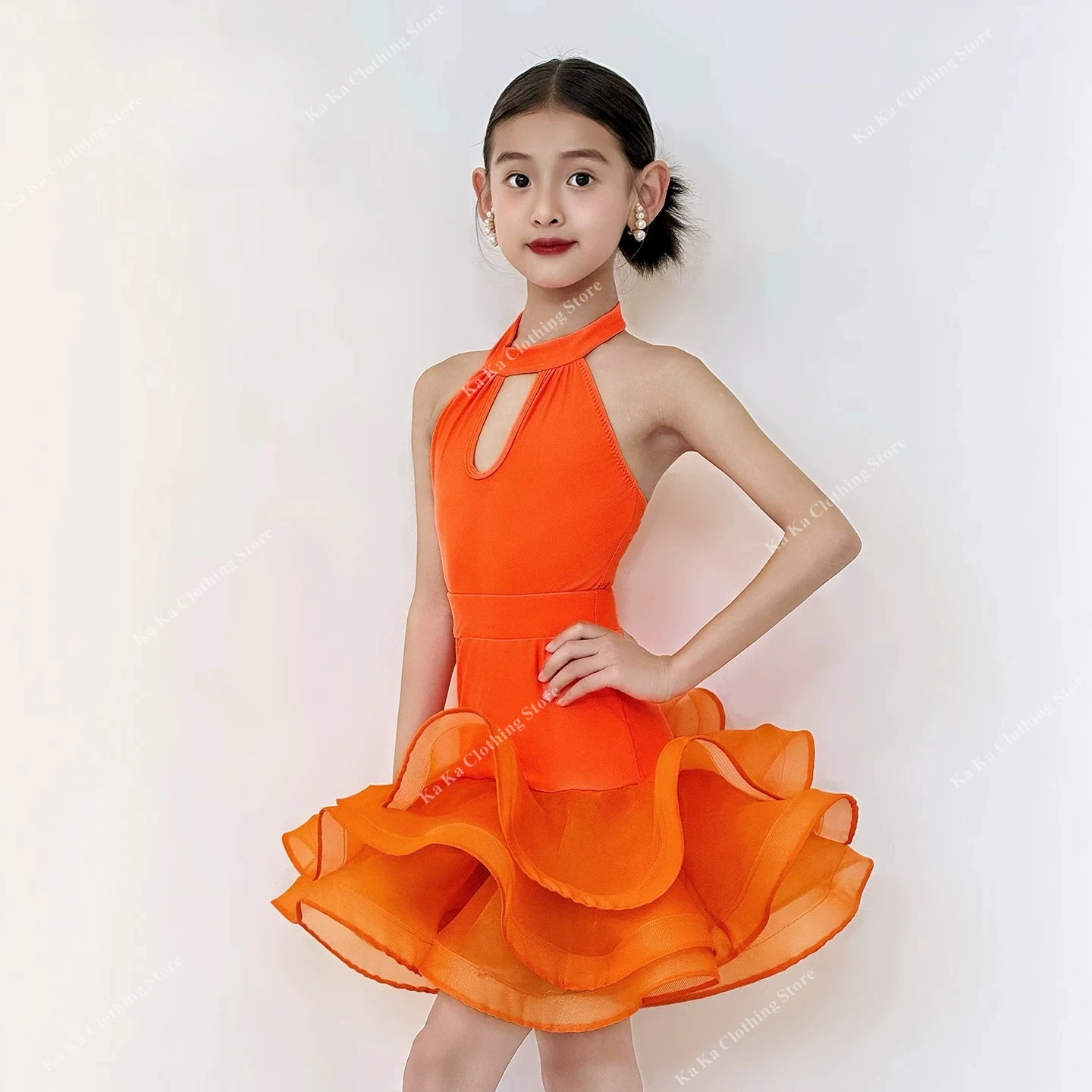 

Salsa Latin Dance Dress Girls Cha Cha Rumba Samba Tango Ballroom Dress Standard Girls Dance Skirt Latin Practice Dress Children