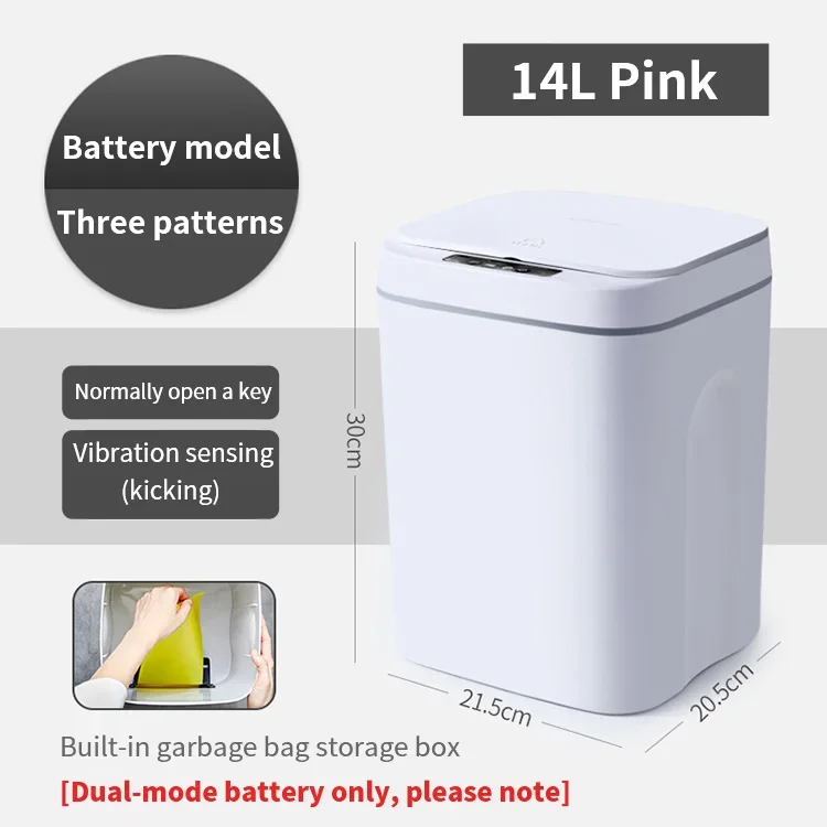 12/14L Wholesale Touch-Free ABS kitchen automatic garbage rubbish waste bin Battery models smart sensor trash can