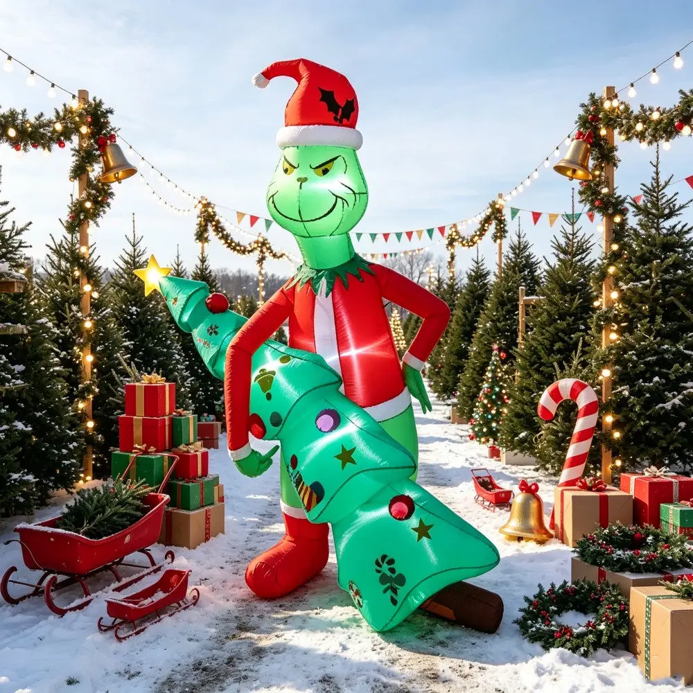 Christmas 6.9FT Inflatable Christmas Tree Built-in LED Lights Suitable For Indoor And Outdoor Courtyard Square Lawn Decoration