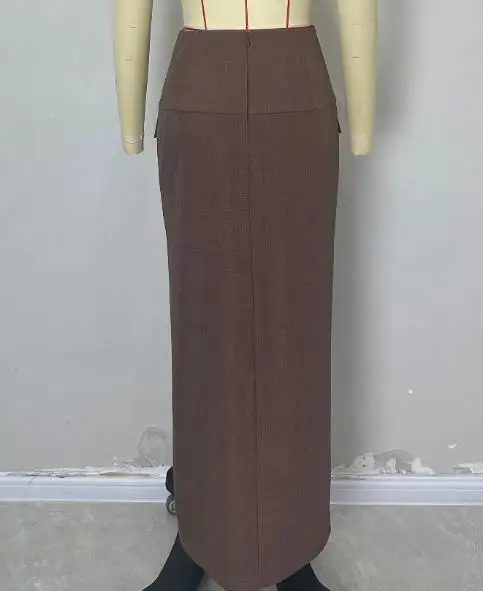 Women's Skirt 2025 Fashion Temperament High Waist Slimming High Slit Design Autumn and Winter New Long Covered Hip Bag Skirt