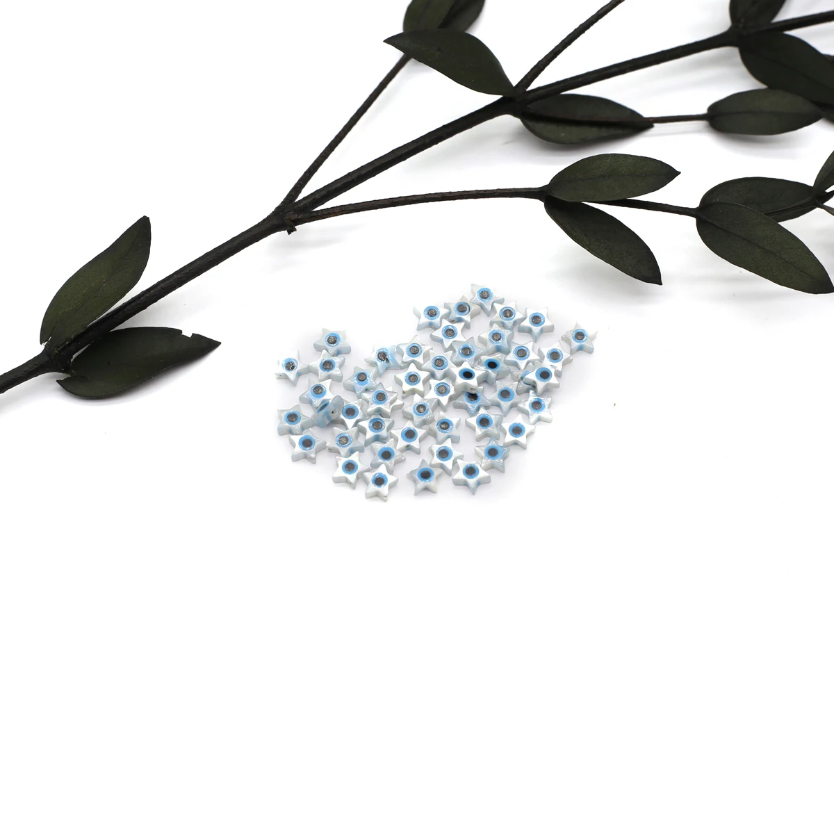 20Pcs Blue Demon Eyes Beads Natural Shell Evil Eye Star Shape Beads Handmade Jewelry Making Bracelet Necklace Charms