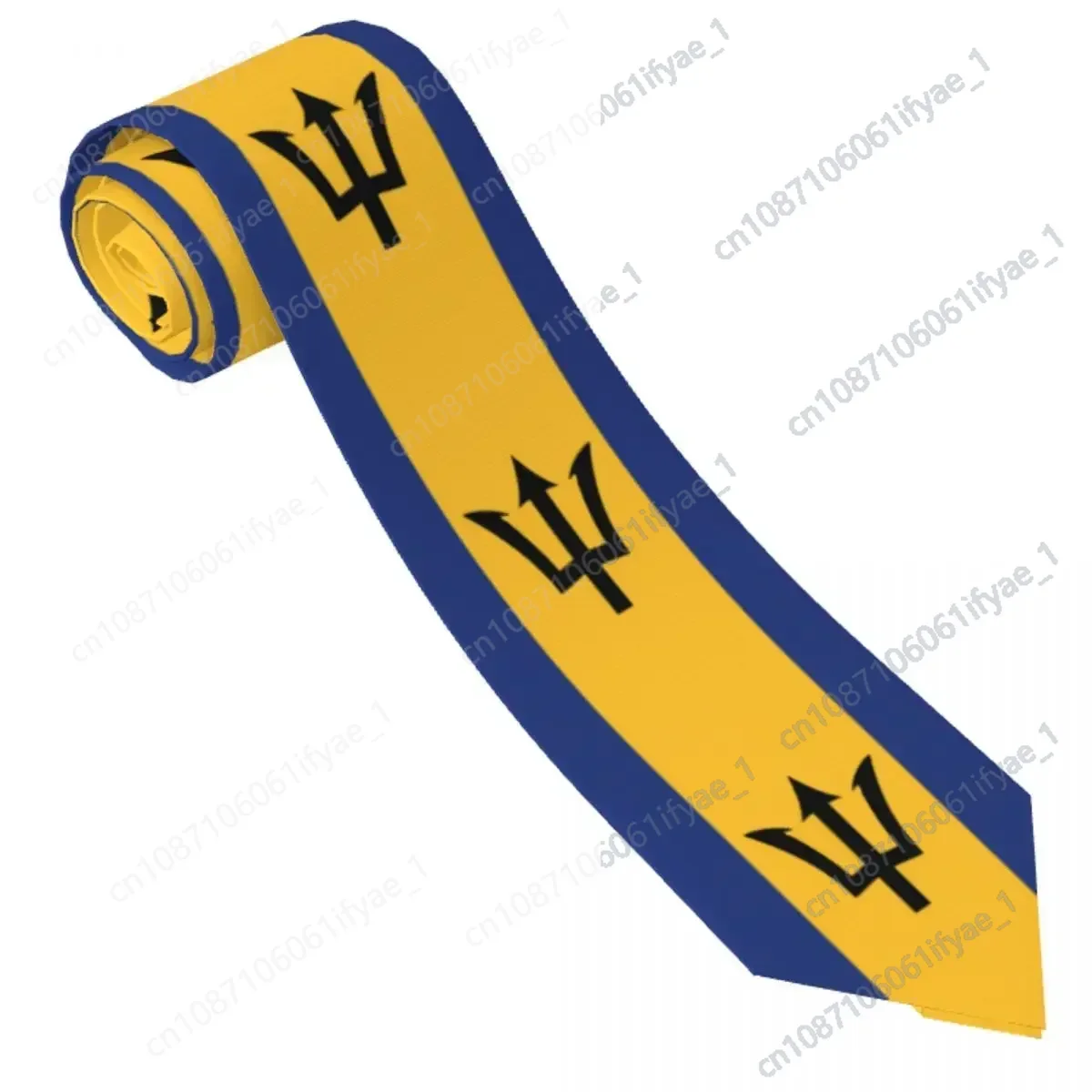 

Flag Of Barbados Tie Emblem Stripes Business Neck Ties Retro Casual Neck Tie For Male Custom Collar Tie Necktie Gift Idea