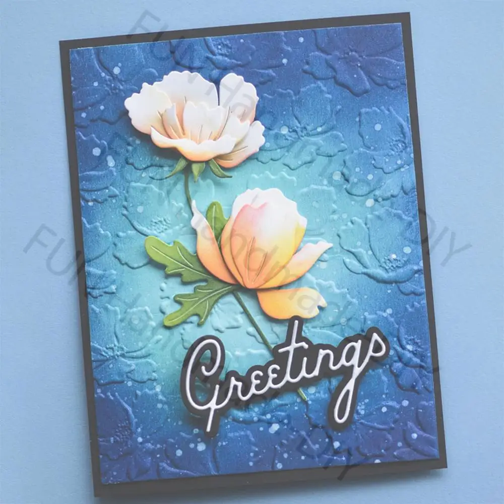 Blooming Anemone Magnolia Flowers Cutting Dies Set Happy Spring Script Sentiment Words DieCut for DIY Paper Card Making 2024 New