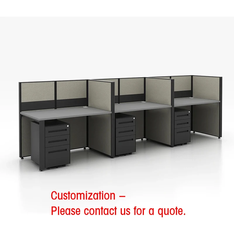 custom.3 Person Office Desk with Partition Screen Workstation Cubicles