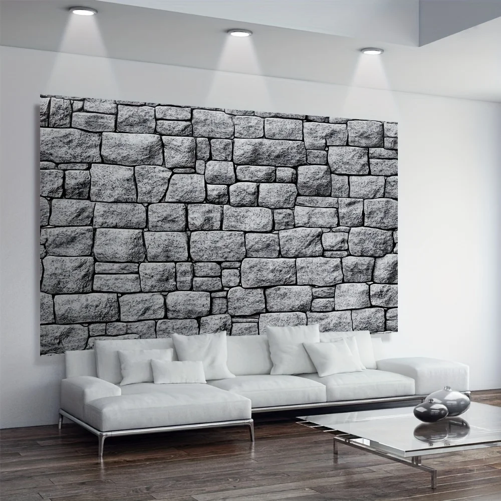 قطعة واحدة من خلفية الحائط المصنوعة من حجر القلعة في العصور الوسطى - تصميم واقعي من الطوب، مثالية لزينة حفلات أعياد الميلاد والداخلية #2