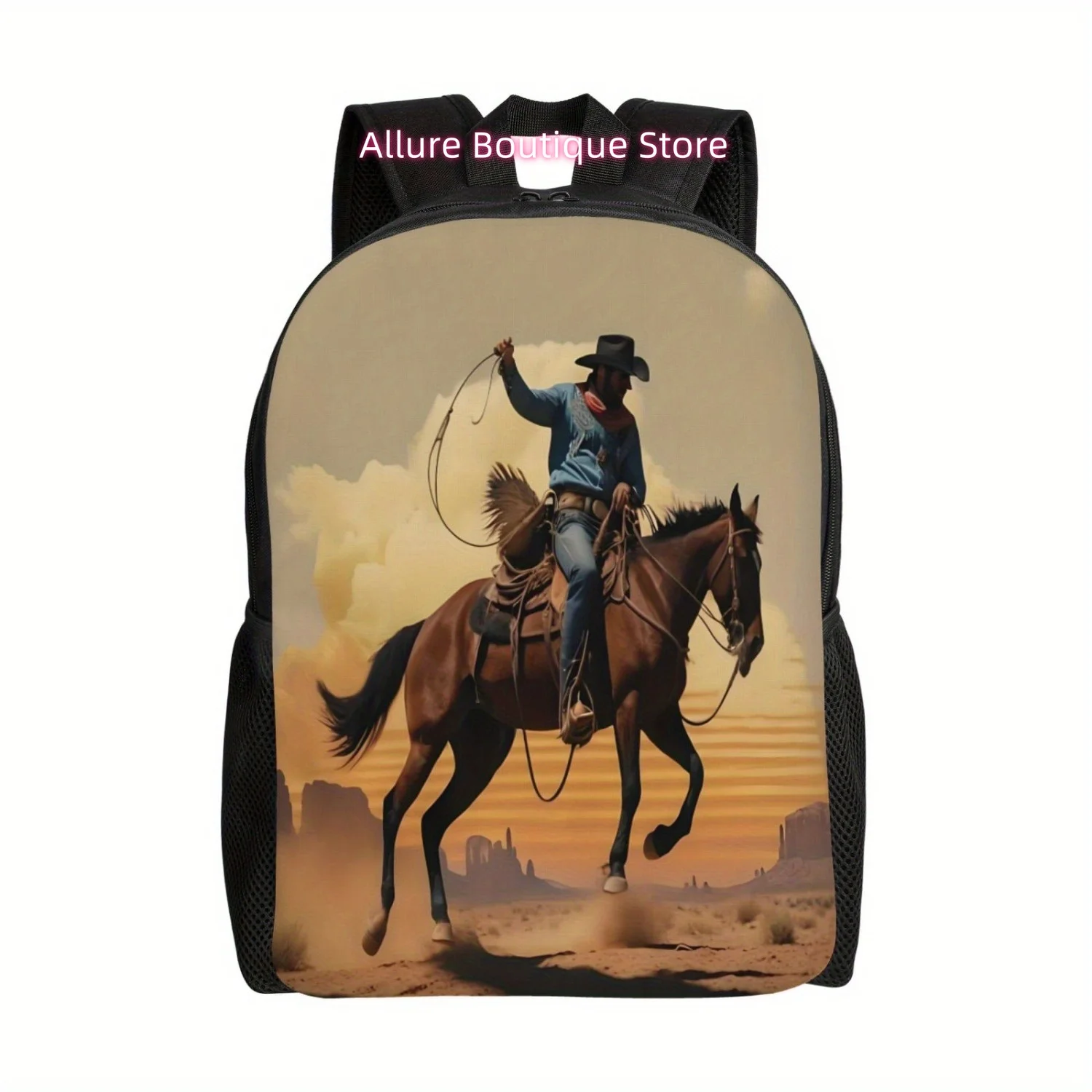 Cowboy Print Backpack For Men And Women Teens, Laptop Tablet Travel Shoulder Bag, Leisure Backpack
