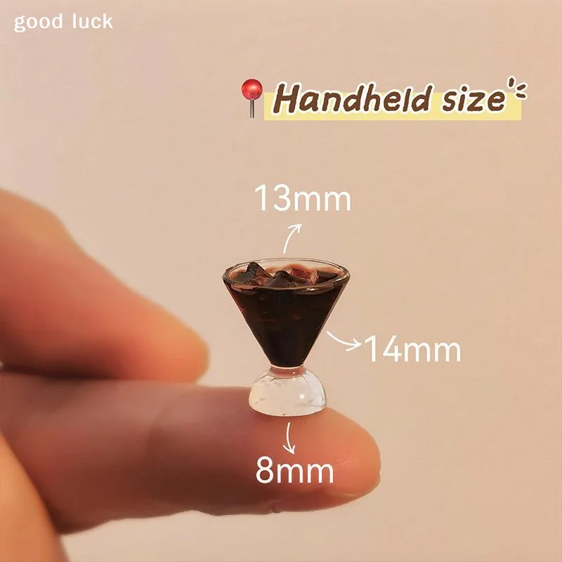 Answer6Pcs Miniature Clear Glass Iced Coffee Cup With Realistic Fake Ice Cubes For Dollhouse Decor DIY Desktop Display