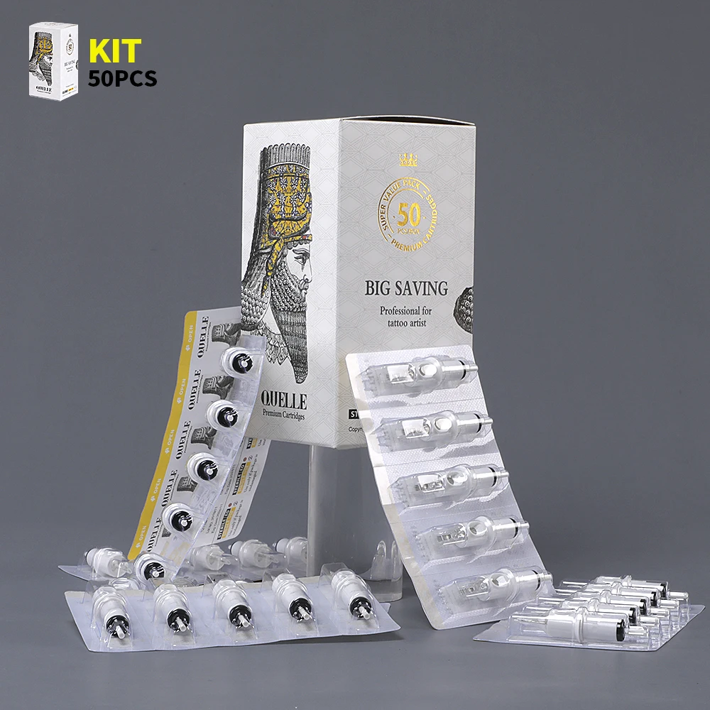 QUELLE 20pcs Tattoo Cartridges Needles M1 Disposable Safety Needles Permanent Makeup Machine Tattoo Supplies 0.3/0.35mm welfare