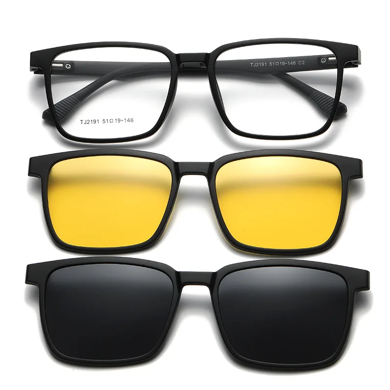 Ceofy Men Glasses Frame Fashion Optical Prescription Eyeglasses Frame Polarized Sun Clip for Night Driving