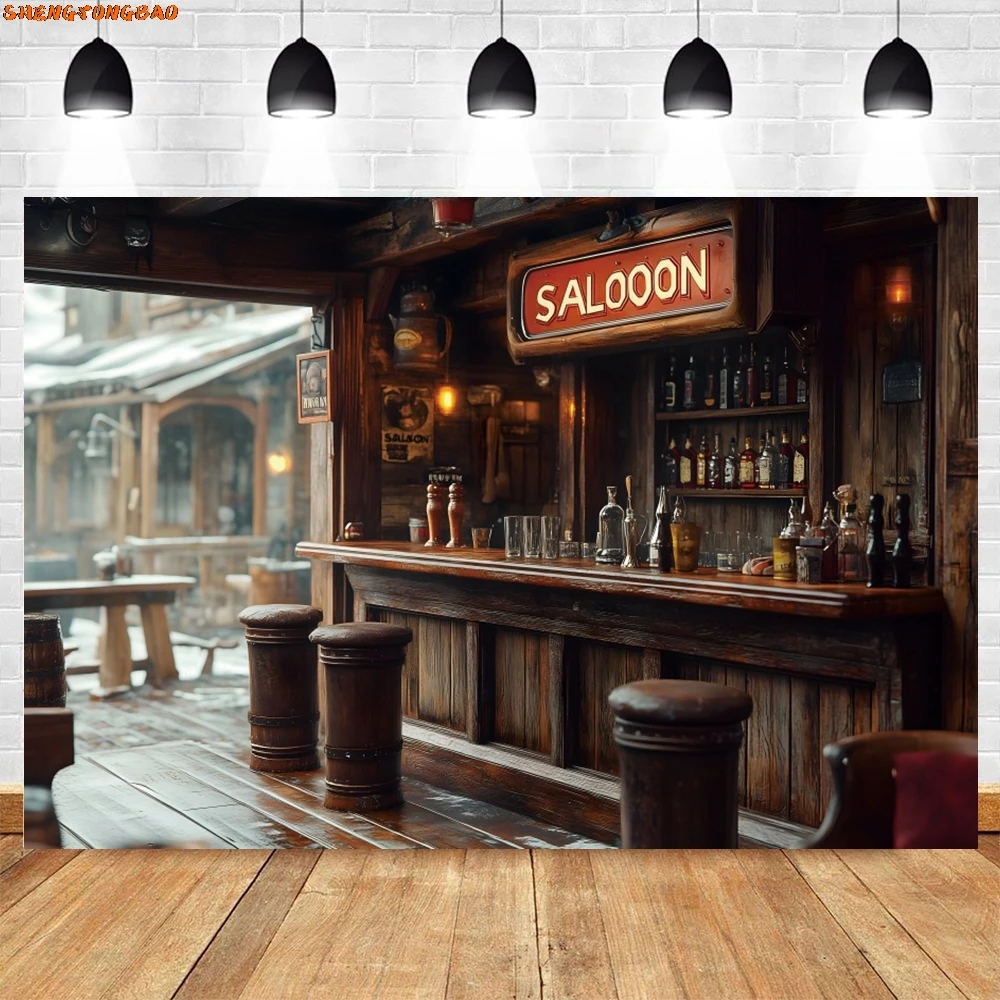 Western คาวบอย West Saloon บ้านไม้ Barn ประตูฉากหลังวันเกิดตกแต่งการถ่ายภาพพื้นหลัง Photobooth Props