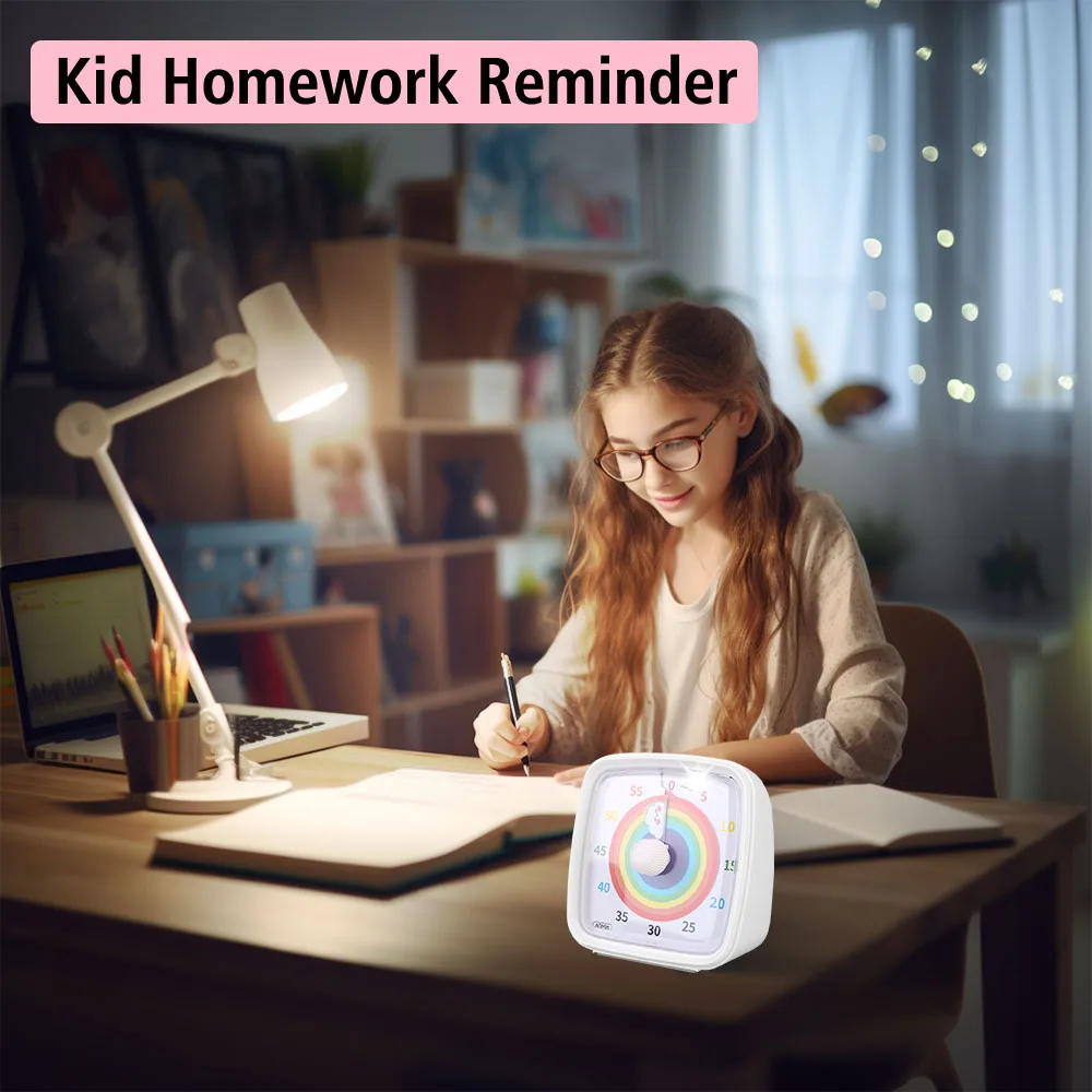 Herramienta de gestión del tiempo de recordatorio para niños, temporizador Visual con luz nocturna, despertador Ultra silencioso, temporizador de cuenta regresiva de 60 minutos