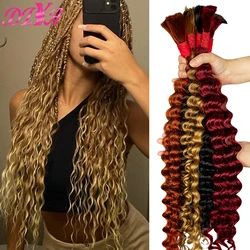 Deep Wave Human Hair Braiding Hair Boho Braids Human Hair No Weft 28 Inches Natural Color 27 Brown Hair Extensions