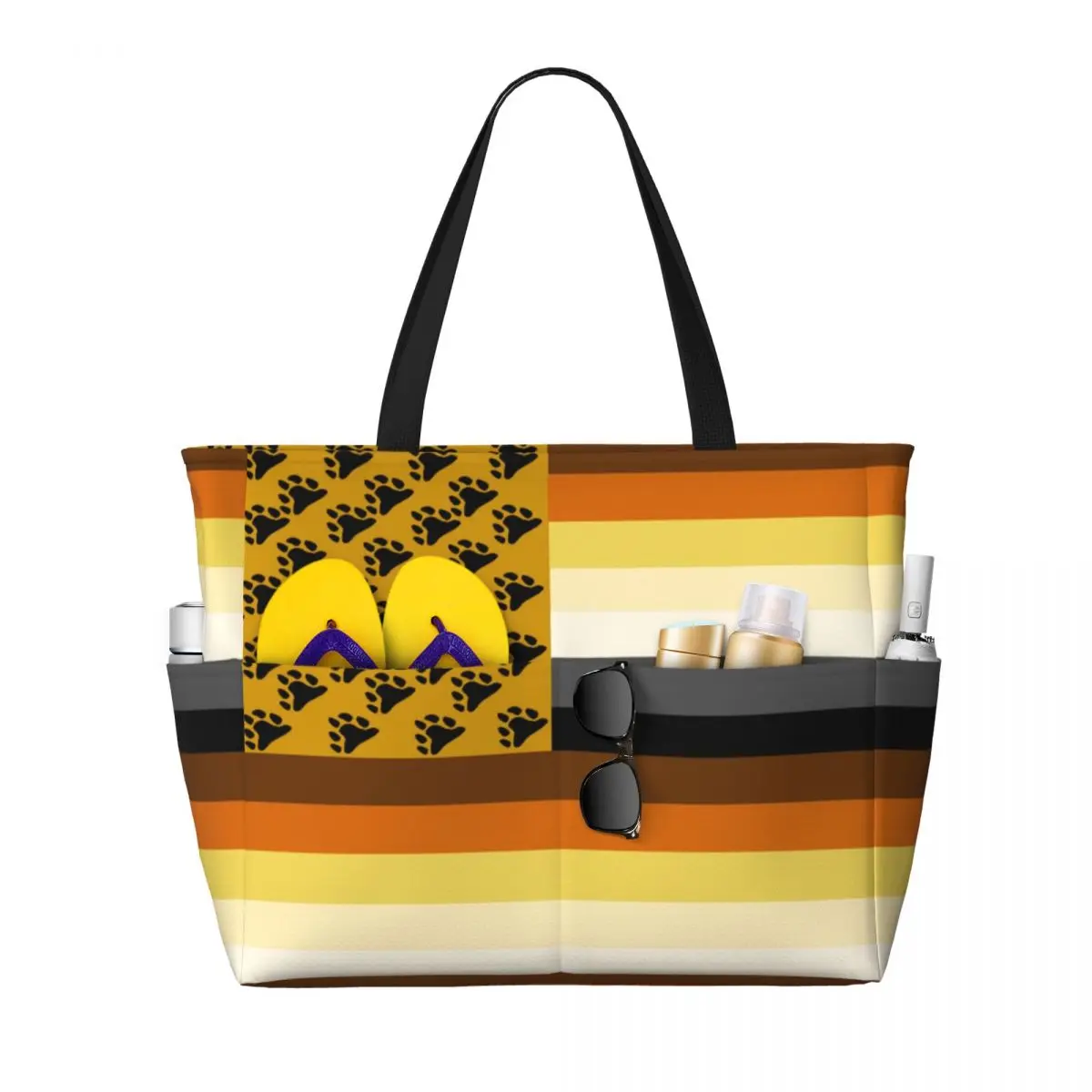 

Custom Large GLBT American Bear Flag Tote Bag for Women LGBT Gay Pride Paw Shoulder Shopper Gym Beach Travel Bag