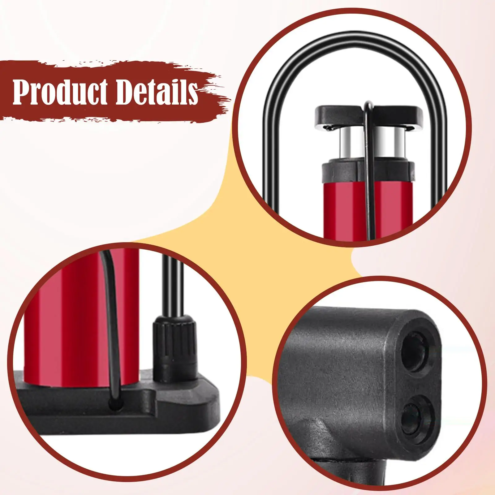 مضخة دراجة مع فوهات منفاخ هواء محمول عالي الضغط لكرات السلة والدراجات النارية والدراجات النارية #5