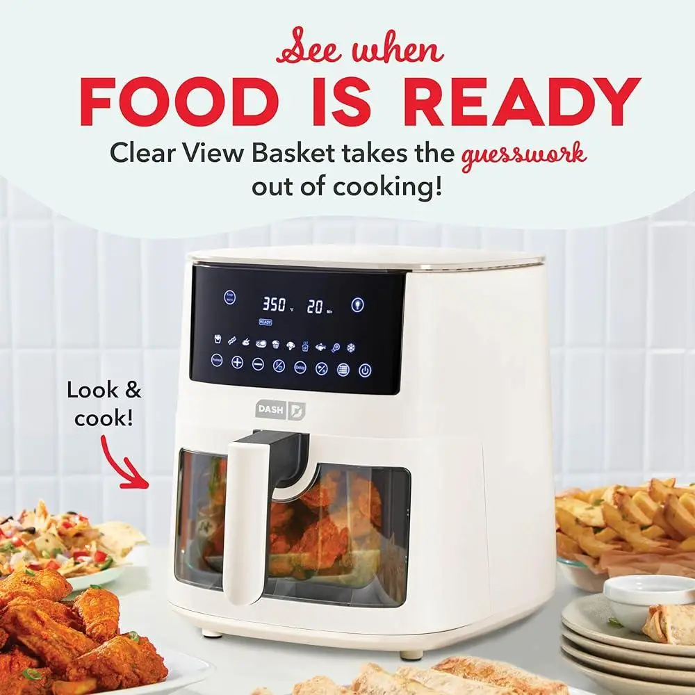 Digital Air Fryer 7QT Clear View น้ํามันปรุงอาหารเพื่อสุขภาพฟรีอาหารกรอบ Easy Touchscreen Timer ตัวเลือกที่ตั้งไว้ล่วงหน้าสูตรขนาดครอบครัว