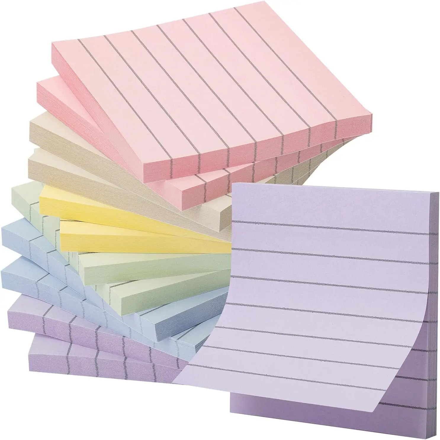 

Lined Sticky Notes 3x3, 12 Pads 720 Sheets, Morandi Color Self-Stick Memo Pads for Office School Home