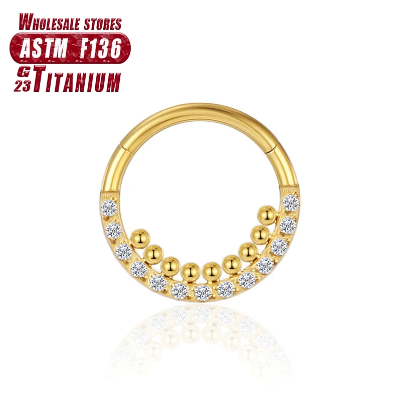 G23 Titanium Flower Nose Rings Hoop Zircon Piercing Diaphragm Tragus Cartilage Ear Perforated Clicker Ladies Lip Body Jewelry