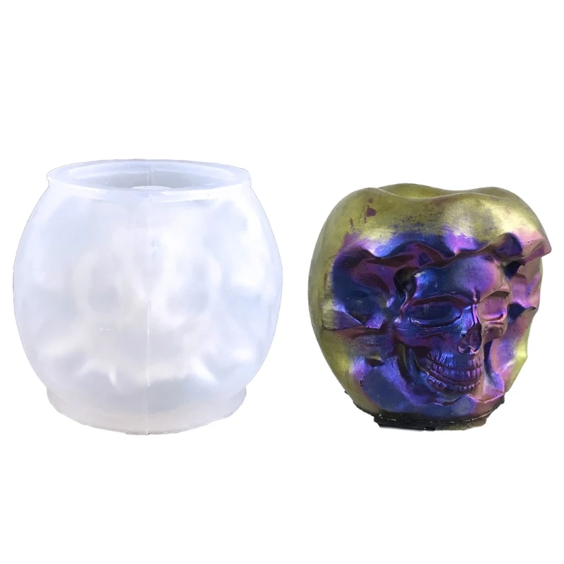 Mold 3D Skull Epoxy Resin Casting Mold for Home Decors D5QB
