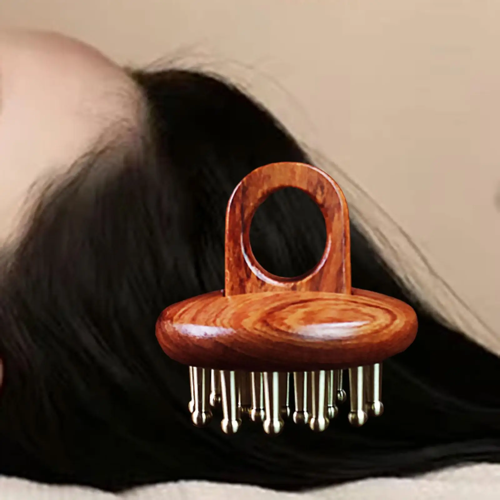 

Wood Scalp Massage Brush Multipurpose Lightweight Manual Comfortable Handle Body Massager for Legs Neck Arms Waist Full Body