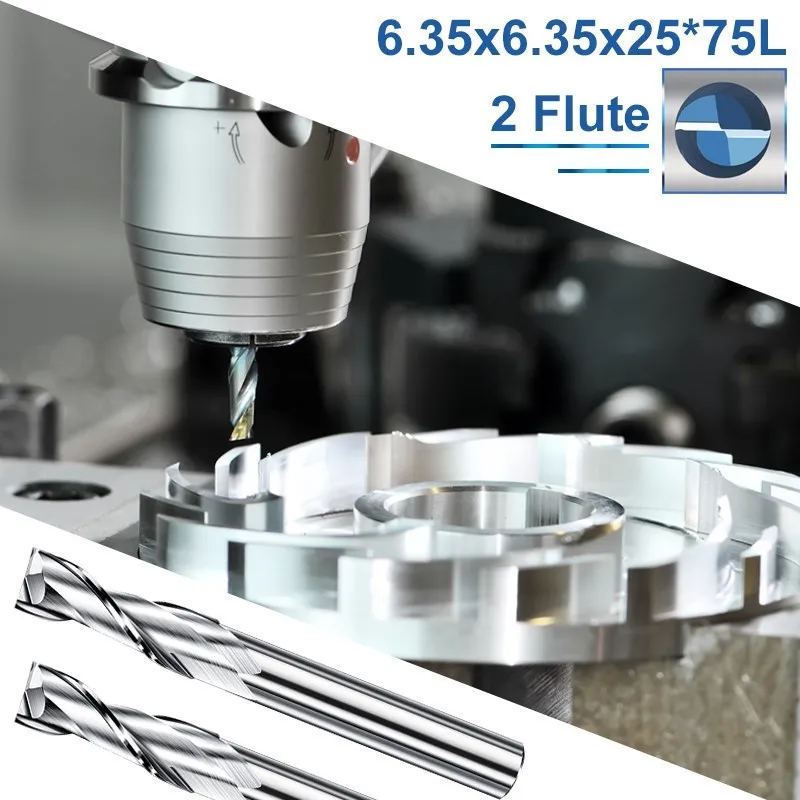 Router Bits 2 Flute spanner Milling Cutter 6.35mm Shank End Mill Carbide Up Cut Milling Cutter