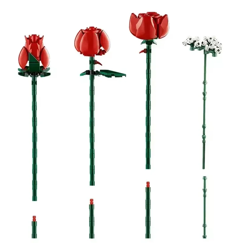 Blocs de construction de Bouquet, 822 pièces, fleur de Rose romantique créative, décoration de plante de bureau à domicile, briques à assembler, jouets, cadeau pour anniversaire