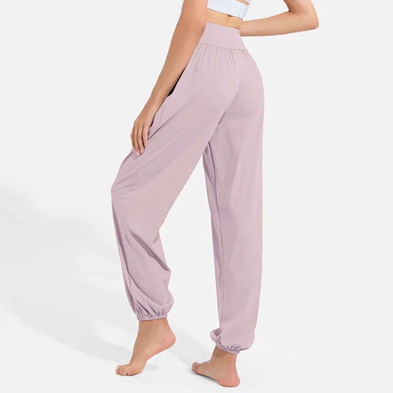 Cool Feeling Loose Yoga Pants Women's Ice Silk Wide Leg Casual Dance Fitness Clothes Lantern Trousers High Waist Pants Sunscreen