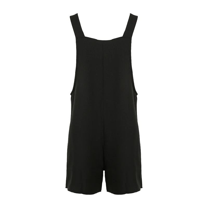 HEYounGIRL Mulheres Sem Mangas Macacão Preto High Street Casual Minimalista Playsuit com Bolsos Verão Senhora Macacão Básico Elegante