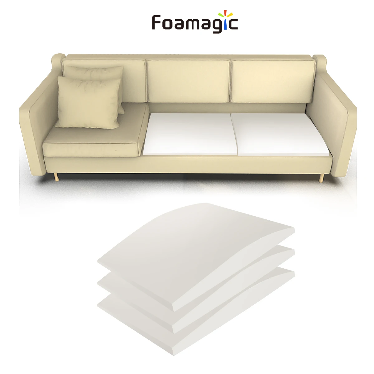 

High Density Foam-Outdoor Convertible Sofa Replacement,Chair foam Padding,Repair Old Dog Bed,Bay Window Mat,Upholstery Foam