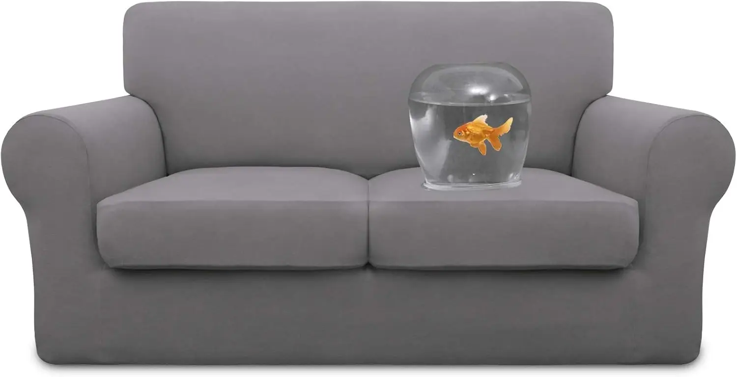 

100% Dual Waterproof 3 Pieces Loveseat Cover Stretch Soft Couch Cover For Dogs, Sofa Slipcover For 2 Separate Cushion Couch