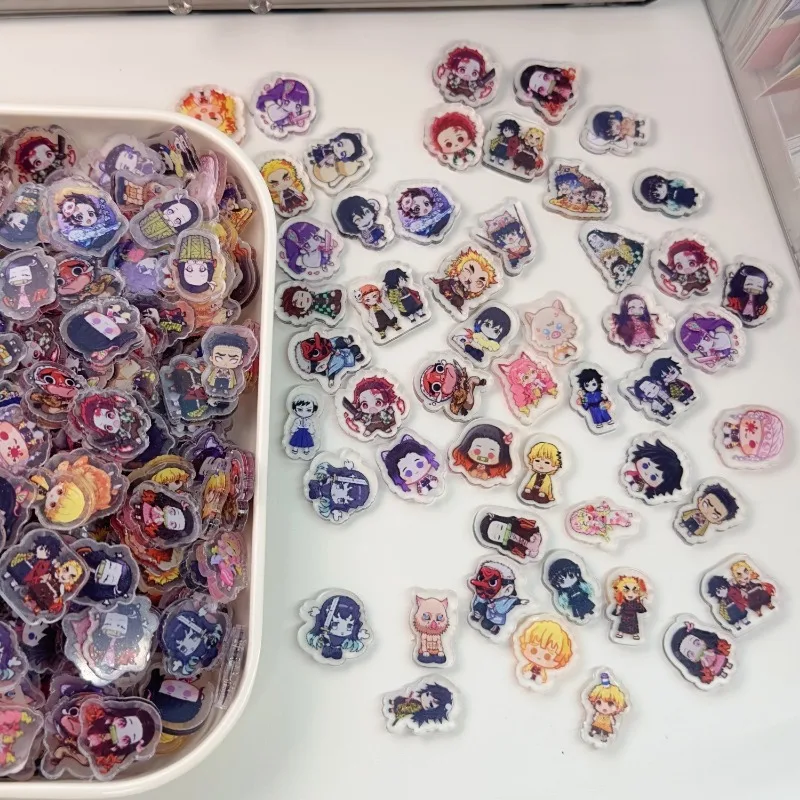 35PCS 악마 슬레이어 크리 에이 티브 주변 아크릴 패치 양면 필름 투명 그림 프레임 반지 높은 아름다움 DIY Accessorie