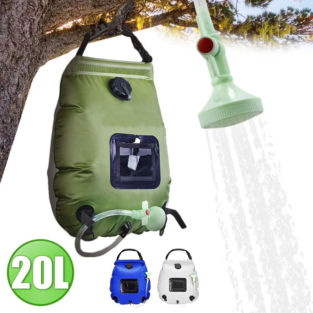 

Outdoor Tools Solar Bath Bag 20L Water Bags Outdoor Camping Shower Bag Hiking Climbing Bath Equipment Shower Head Switchable