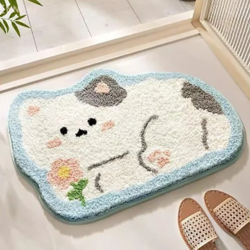 Cartoon Shaped Imitation Cashmere Entrance Mat, Household Bathroom And Kitchen Absorbent, Easy To Maintain, Non Slip Floor Mat