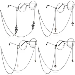 1/4pcs Halloween Goth Glasses Chain Cross Bat Decor Sunglasses Reading Glasses Lanyard Strap Cute Face Covering Retainer