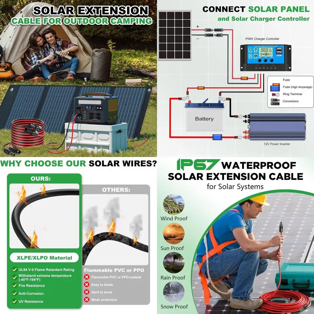 

Кабель-удлинитель 10 AWG, 70 футов, для солнечных панелей, провод 10 AWG, провод для солнечных батарей, соединительные провода для панелей и системы управления (70 футов)