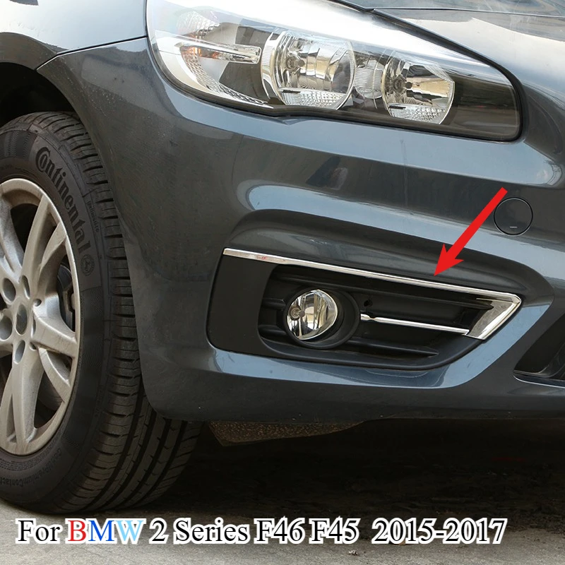 For BMW 2 Series F46 F45 Gran Active Tourer 2015-2017 ABS Chrome Polish Silver Front Fog Lamp Frame Cover Modification Trim