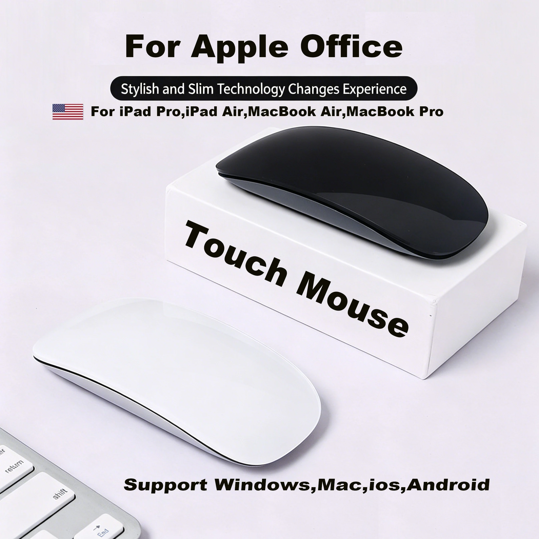 Bluetooth Smart Wireless Touch Mouse,Office Rechargeable Ergonomic Design Slim Mice For Apple iPad Magic Laptop MacBook Pro/Air