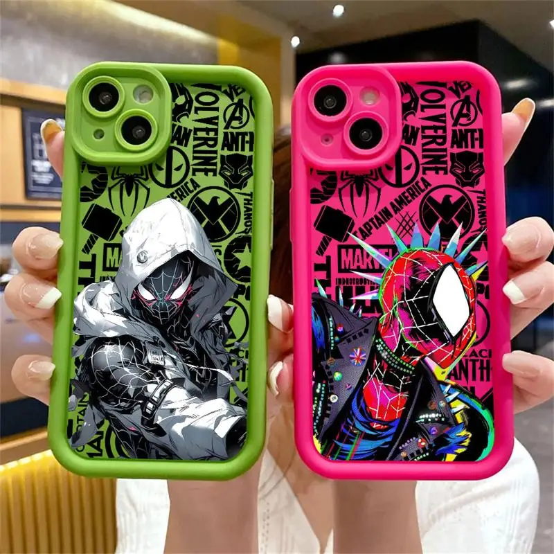 Marvel Spider Punk Miles Soft Liquid Silicone Phone Case For iPhone 11 12 13 14 15 Pro Max Plus XS X XR Max 7 Bumper Back Cover