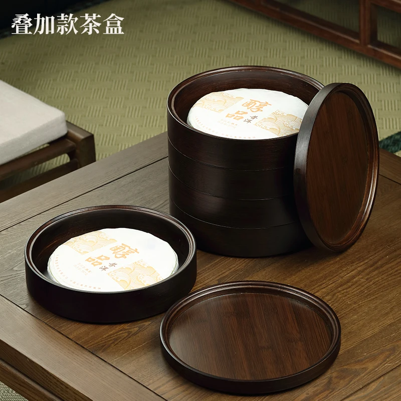 Tea cake storage box Pu 'er tea cake box tea pot home storage tea ware layered tea set bamboo storage tea set tea accesso