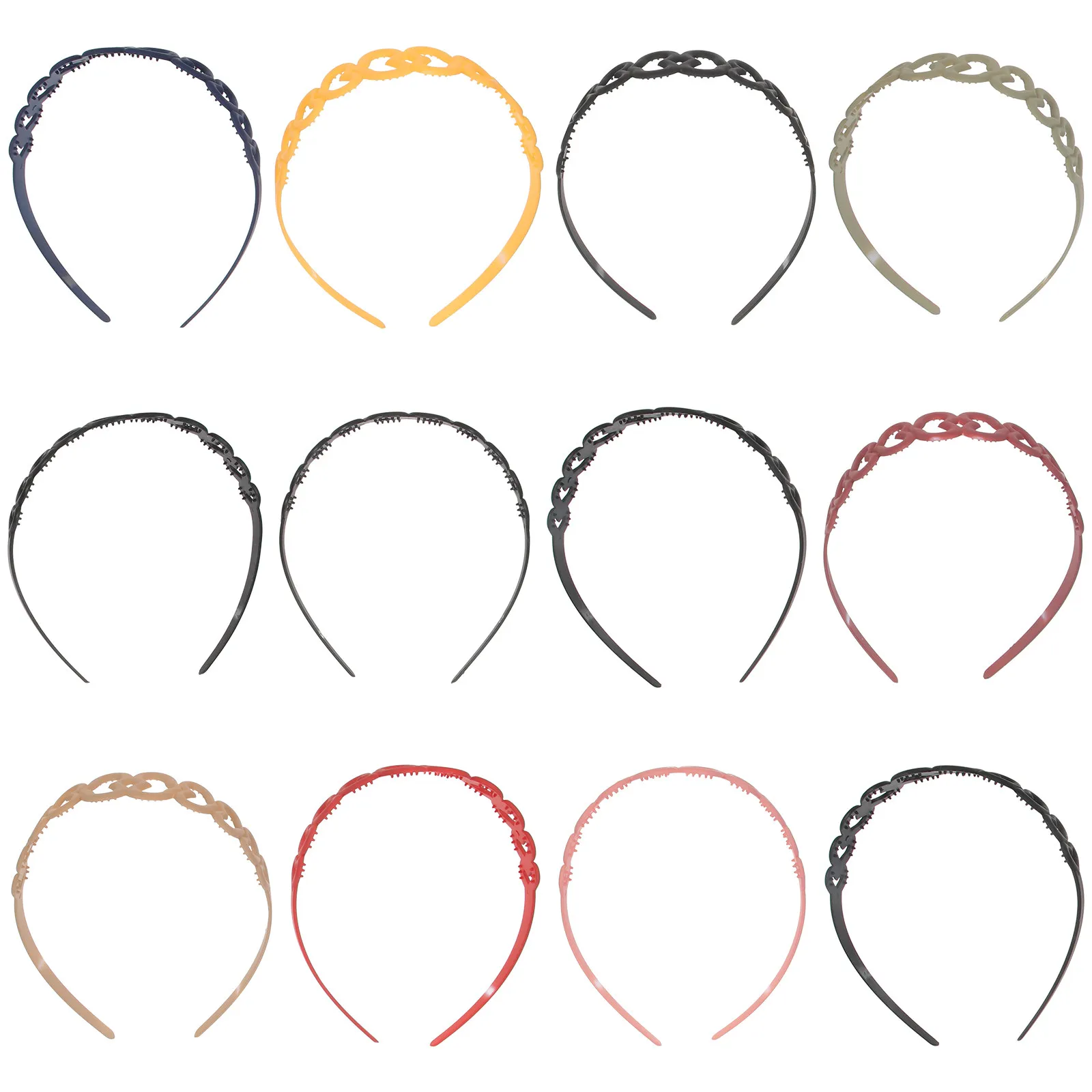 12Pcs Heart-Shaped Wide Headbands Colored Plastic Hair Hoops for Women Party Makeup Face Washing Sports Hair Accessories