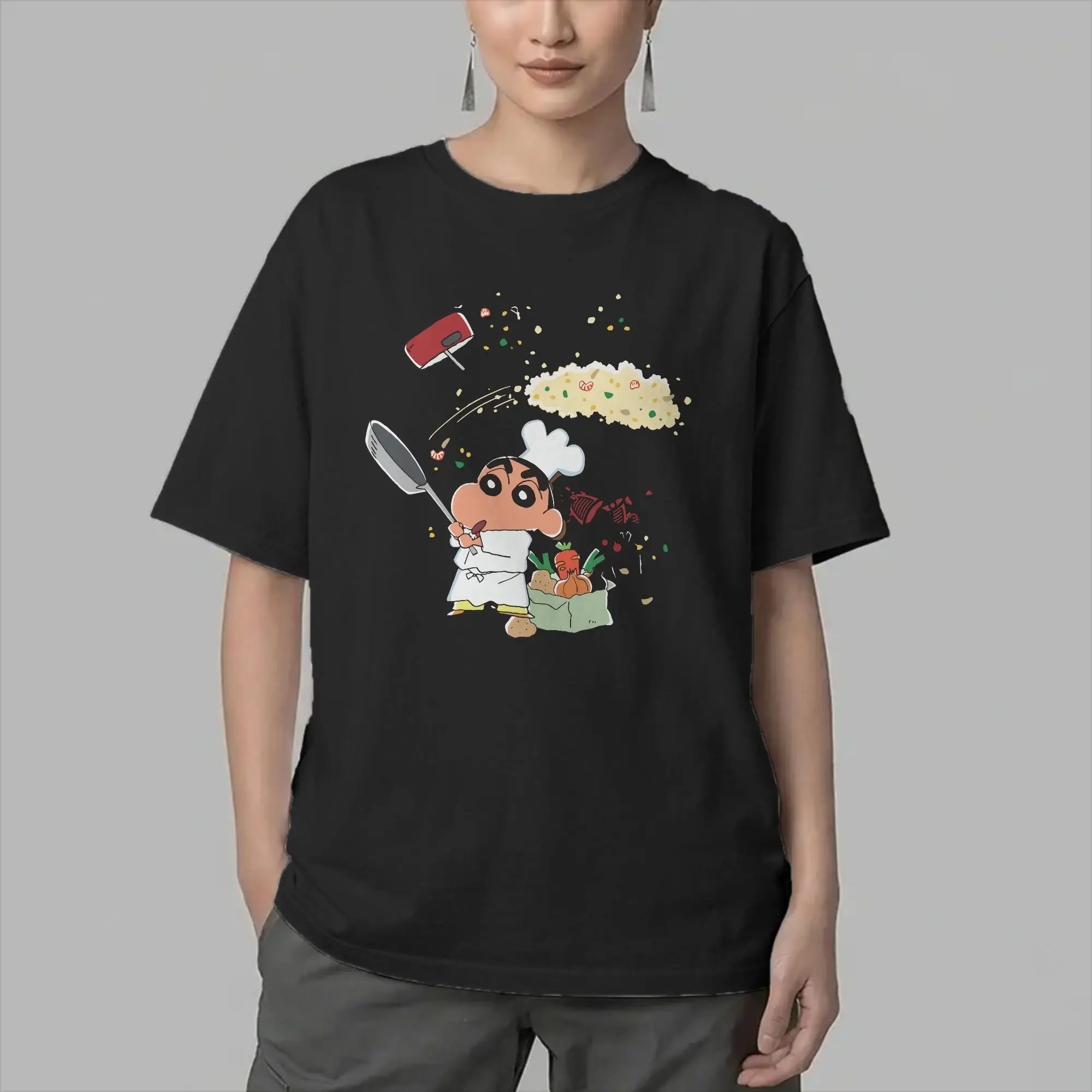 Crayons Shin-Chans Anime T Shirt Men Pure Cotton Vintage T-Shirts O Neck  Tee Shirt Short Sleeve Clothes 4XL 5XL 6XL