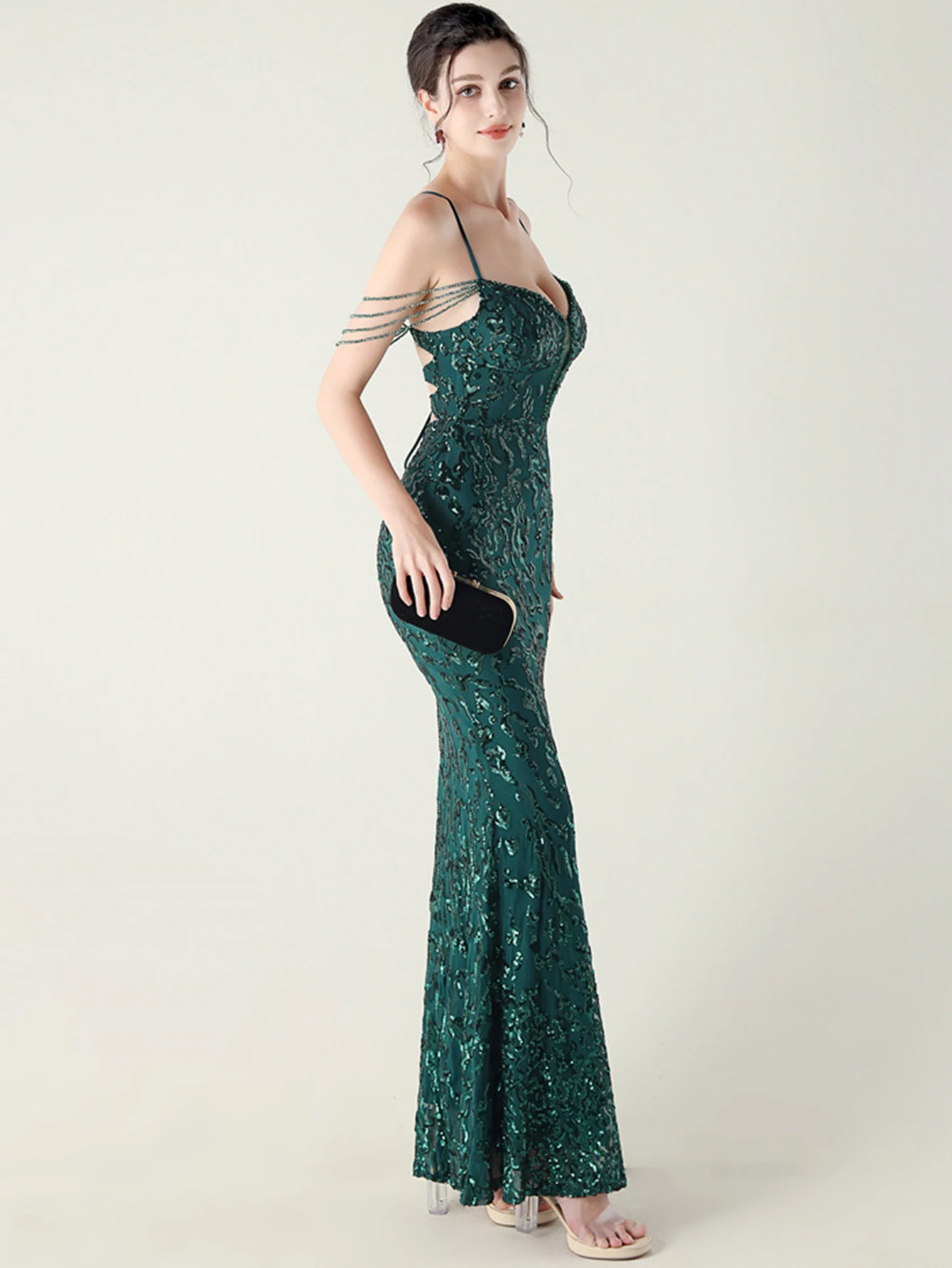 Abiti da festa lunghi sexy ed eleganti per donna Abiti da sera estivi di lusso da donna Abiti da compleanno con paillettes senza schienale