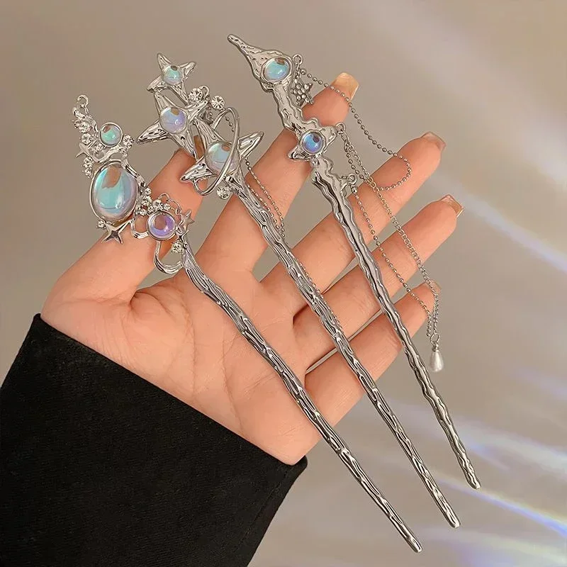 Cold Female Starry Sky Moonlight Stone Tassel Hairpin New Chinese Modern Hairpin Headwear Ancient Style Hairpin