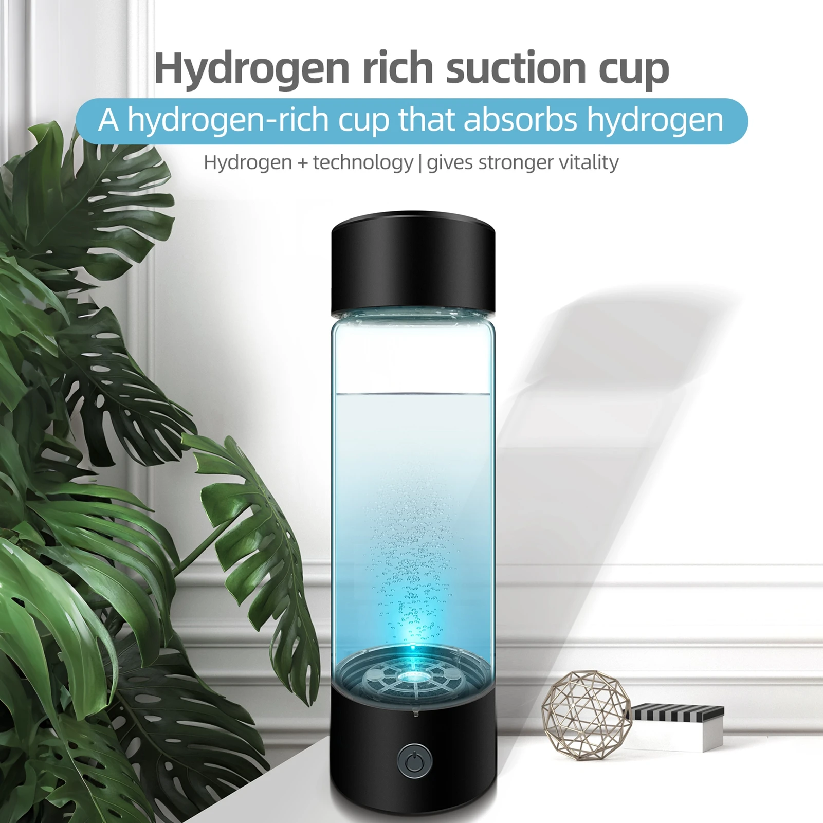 Hydrogen Water Generator with PEM SPE Technology 330ml Rechargeable Hydrogen Water Bottle - Portable Hydrogen-Rich Water Ionizer