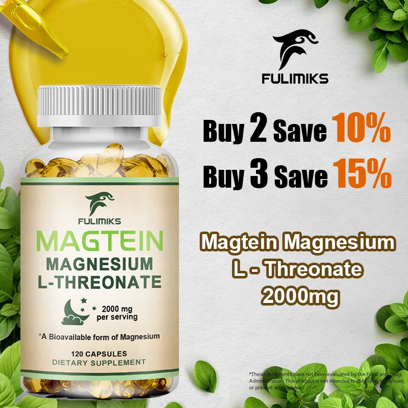 Magnesium L-Threonate Supplement, with Magtein, Supports Short & Long-Term Memory, Cognitive Health, Focus, Bone & Joint Health
