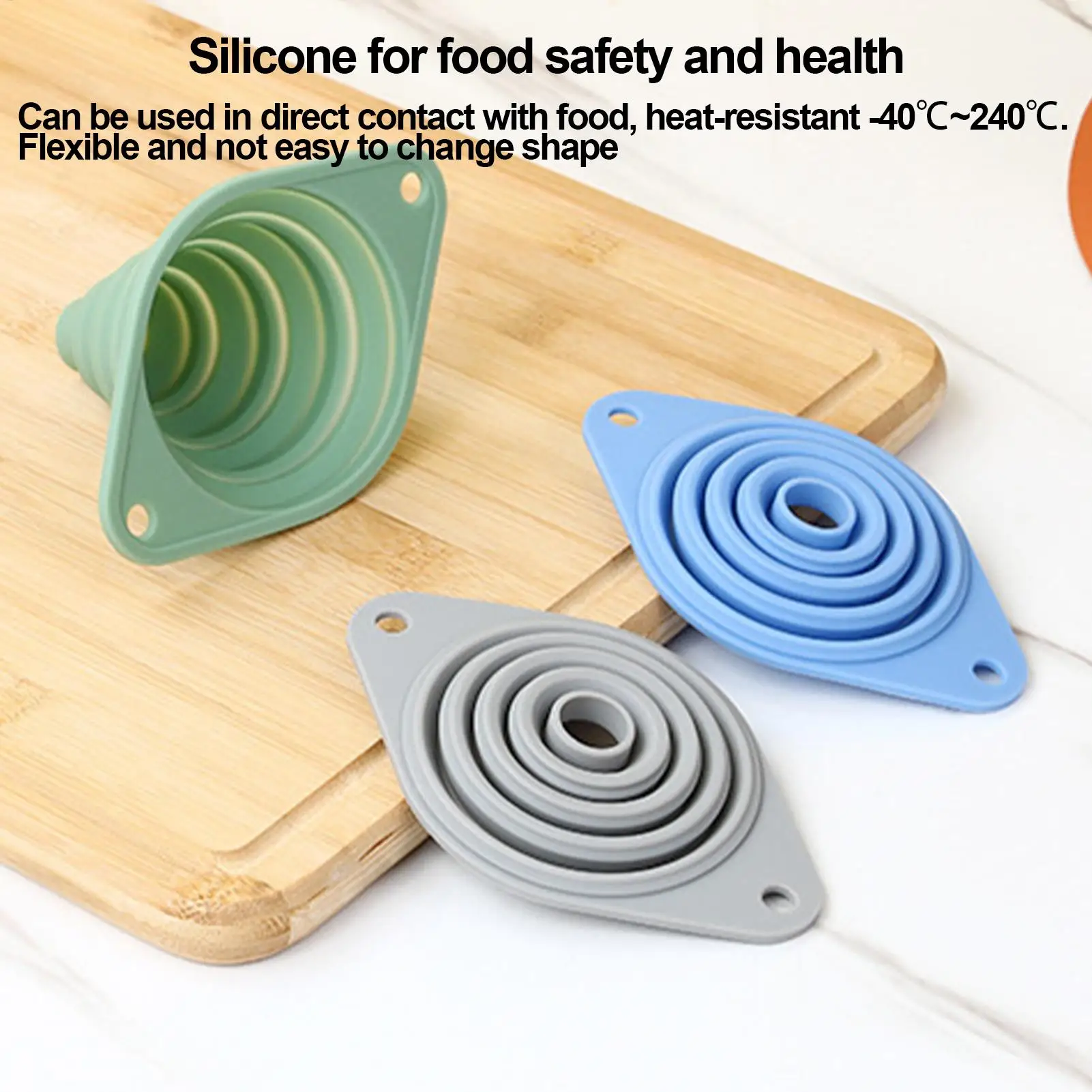 Kitchen Funnel Folding Food Grade Silicone Funnel Portable Wide Mouth Funnels For Fuel Beer Oil Filling Bottles Pot Kitchen Tool