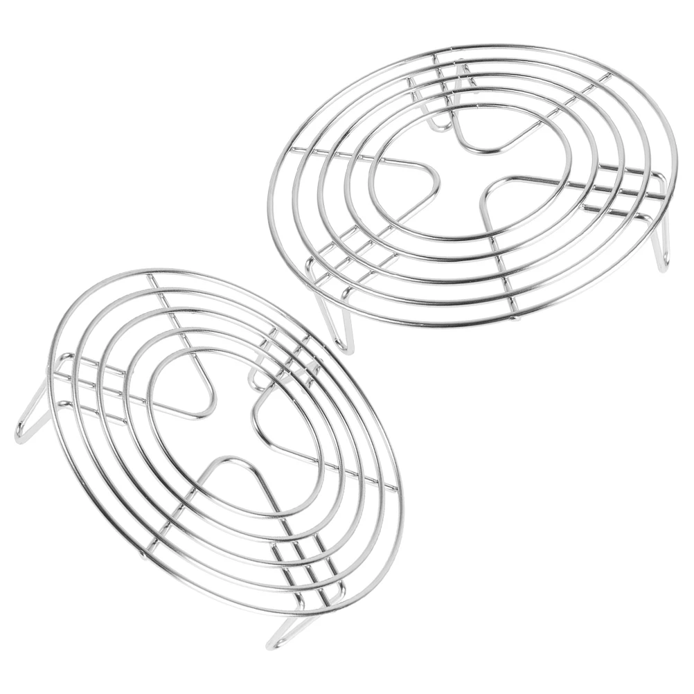 

2Pcs Stainless Steel Steaming Rack Round Versatile Multi-Functional Steam Holder Pot Cooling Rack Steamer Stand