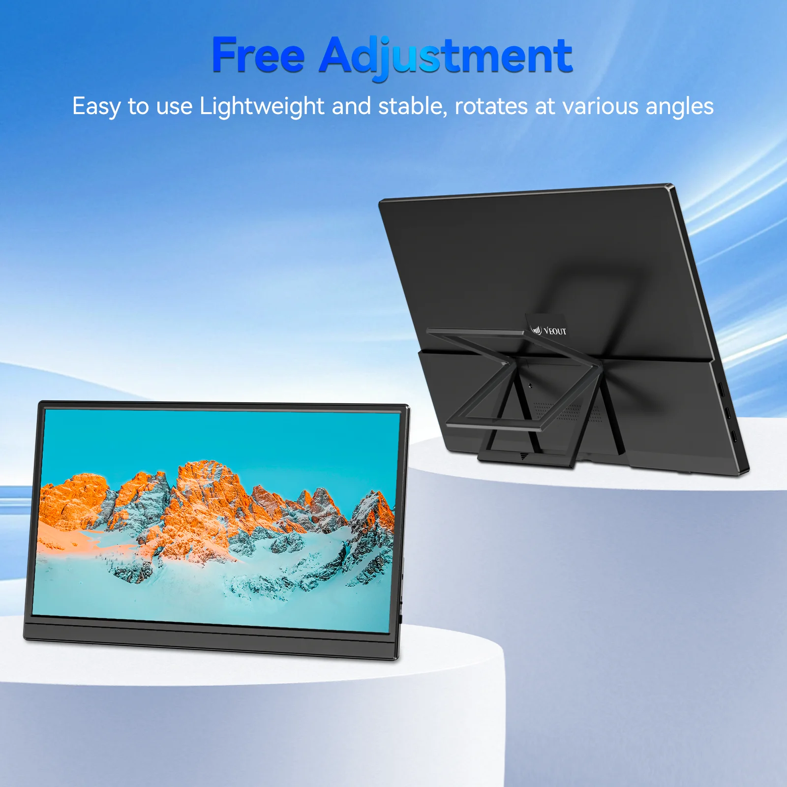 VEOUT 15.6" FHD 1080P IPS Portable Monitor - 60Hz USB-C HDMI External Gaming Screen, Second Display for Laptop/PC/Mac/PS5/Switch