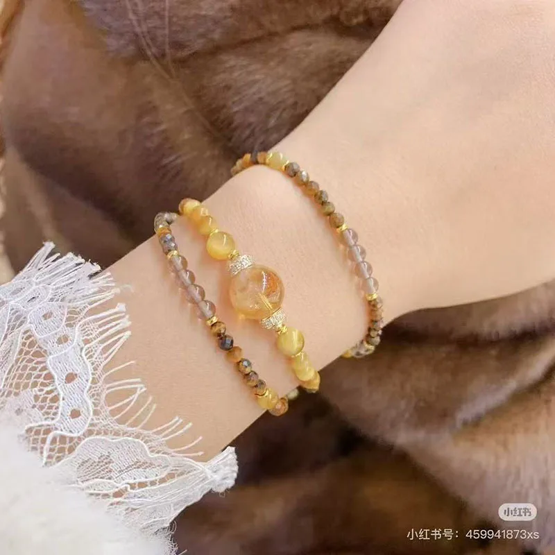 

Natural Huangta Crystal Gold Tiger's Eye Citrine Bracelet